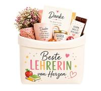 AHEJIOO Cesta de regalo para profesora, mejor profesora de corazones, juego de regalo con tarjeta, regalo de educación, cesta de almacenamiento para guardería y escuela, regalo para educadores