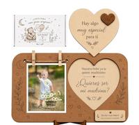 AHEJIOO Quieres Ser mi Madrina, Regalo madrina original para propuesta, Marco de fotos de madera 24 x 15 cm con pinzas para madrinas bautizo, Caja de regalo incluida para un momento único