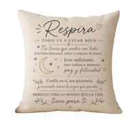 AHEJIOO Regalo Amiga Cumpleaños Funda De Lino Cojín 45x45 Emocional Con Mensaje Positivo Respira, Excelente Y Especial Regalo para Amiga, Inspiración En Regalos Amigas Suave