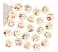 AHEJIOO Regalos para mujeres, 30 tarjetas de afirmación de madera redondas de 4 cm con bolsa de lino, regalo de cumpleaños para mujeres, tarjetas de motivación, regalos para mujeres, regalo de