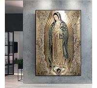 Aheng Art Pintura en lienzo de la Virgen de Guadalupe, póster de la Virgen de Guadalupe, Arte de la pared Decoración religiosa, cuadro para arte católico, 85x120cm, sin marco