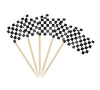 AhfuLife 100 Piezas Blanco y Negro Bandera de Palillos de Dientes，Palillos Banderas Mini Bandera Cupcake, Banderas de palillo de cóctel para Fútbol Fiesta, Tartas, Decoraciones de Bares