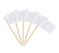 Ahfulife 200 Piezas Blanco Bandera de Palillos de Dientes，Palillos Banderas Mini Bandera Cupcake, Banderas de palillo de cóctel para Fútbol Fiesta, Tartas, Decoraciones de Bares
