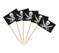 Ahfulife 200 Piezas Piratas Bandera de Palillos de Dientes，Palillos Banderas Mini Bandera Cupcake, Banderas de palillo de cóctel para Fútbol Fiesta, Tartas, Decoraciones de Bares