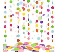AhfuLife 6 Piezas 18M Guirnalda de Papel Redonda Guirnalda Multicolor para Carnaval Decoración, Círculo Puntos Colgantes Serpentinas de Adornos para Bodas, Carnaval, Cumpleaños, Fiesta y Guardería