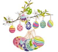 AhfuLife Adornos de huevos de Pascua, 32 piezas de decoración colgante para el hogar, aula, interior y exterior, suministros de fiesta de Pascua
