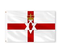 AhfuLife Bandera de Irlanda del Norte de 150 x 90 cm, 1 pieza de bandera irlandesa del norte de doble cara con 2 ojales de latón, bandera de la mano de Ulster para celebraciones irlandesas, Copa del
