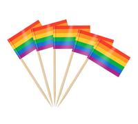 AhfuLife Banderas de palillos de dientes arcoíris para decoraciones de orgullo, 200 palillos de cóctel con bandera del día del orgullo, mini palillos de dientes del orgullo LGBTQ, decoración de pastel