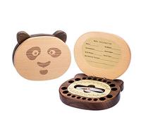 AhfuLife - Caja de madera para guardar los dientes del bebé, diseño de hada, para recién nacidos, niños y niñas, Forma de panda, Medium