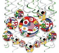 AhfuLife Decoración de la Copa del Mundo de Fútbol 2026, 24pcs Colgante en Espiral de Tema del Fútbol, Decoración Copa del Mundo Reutilizable, Mundial Decorativo para Fiestas, Bares y Hogar