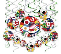 AhfuLife Decoración de la Copa Mundial de Fútbol 2026, 24pcs Colgante en Espiral de Tema del Fútbol, Decoración Copa del Mundo Reutilizable, Mundial Decorativo para Fiestas, Bares y Hogar