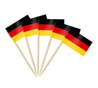 AhfuLife Palillos con Banderas de Alemania, 200 Piezas Banderas de Palillos de Dientes de Alemania para Decoraciones de Eurocopa, Cóctel, Sándwiches, Pastelería, Pastel, Frutas, Fiesta, Cupcakes