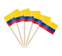 AhfuLife Palillos con Banderas de Colombia, 100 Piezas Banderas de Palillos de Dientes de Colombia para Decoraciones de Eurocopa, Cóctel, Sándwiches, Pastelería, Pastel, Frutas, Fiesta, Cupcakes