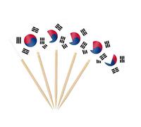 AhfuLife Palillos con Banderas de Corea, 200 Piezas Banderas de Palillos de Dientes de Corea para Decoraciones de Cóctel, Sándwiches, Pastelería, Pastel, Frutas, Fiesta, Cupcakes
