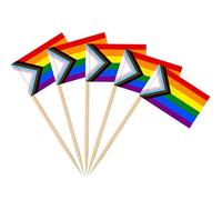 AhfuLife Palillos con Banderas de Progreso, 200 Piezas Banderas de Palillos de Dientes de Progreso para Decoraciones de Eurocopa, Cóctel, Sándwiches, Pastelería, Pastel, Frutas, Fiesta, Cupcakes