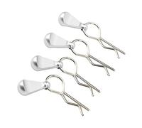Ahgsup 4 Clips para Carrocería de Coche RC con Lengüetas de Tracción de Acero Inoxidable Duradero, Fácil Extracción para Coches de Control Remoto 1/8 1/10 (Plata)