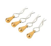 Ahgsup 4 Clips para Carrocería de Coche RC con Lengüetas de Tracción de Acero Inoxidable Duradero, Fácil Extracción para Coches de Control Remoto 1/8 1/10 (Oro)