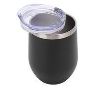 Ahgsup Copa de Vino sin Tallo de Acero Inoxidable de 12 Oz con Tapas, Aislamiento Al Vacío de Doble Pared para Cócteles de café y Helado (Negra)