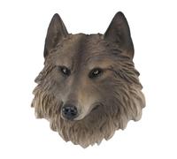 Ahgsup Estatua de Cabeza de Animal 3D, Busto de Animal Decorativo, Decoración de Pared de Resina, Trofeo de Cabeza de Bestia Realista con Detalles (Loba)