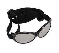 Ahgsup Gafas para Mascotas con Correa Ajustable, Gafas para Perros, Protección Ocular a Prueba de Viento para Diversión Al Aire, Material de PC Duradero (Negro y Plata)