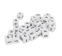 Ahgsup Juego de Dados de 6 Caras de 30 Piezas, Dados Numéricos de Plástico Duradero para Juegos de Matemáticas, Juegos de Mesa, Actividades Educativas, Blanco, 16mm