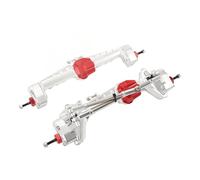 Ahgsup Juego de Ejes de Portal Delantero y Trasero RC, Aleación de Aluminio de Alta Resistencia para Coches sobre Orugas SCX10 III 1/10, Color Rojo Plateado, 2 Unidades