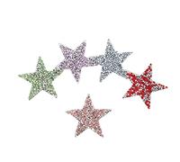 Ahgsup Parches para Planchar con Forma de Estrella de Diamantes de Imitación de Resina Brillante de Colores, 6cm, 5 uds., Camisetas, Sudaderas