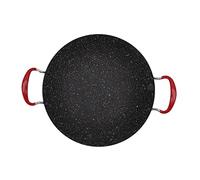 Ahgsup Sartén para Parrilla de Barbacoa Coreana, Placa Redonda para Parrilla de Barbacoa, Sartén para, Antiadherente, Superficie Plana Brillante, Hierro de Piedra Médica (34cm)