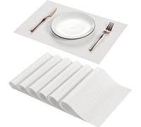 AHHFSMEI Juego de 6 manteles Individuales para Mesa de Comedor, Lavables, Tejidos, Antideslizantes, Resistentes al Calor, duraderos, para Mesa de Comedor, fáciles de Limpiar (Blanco)