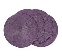 AHHFSMEI Manteles individuales redondos trenzados de 15 pulgadas para mesas de comedor, tejido natural, resistentes al calor, juego de 4 (morado, 4)
