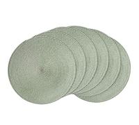 AHHFSMEI Manteles Individuales Redondos Trenzados de 15 Pulgadas para mesas de Comedor, Tejido Resistente al Calor, Juego de 6 (Verde Niebla)