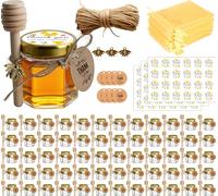 Ahhute Botes Para Miel, Botecitos Para La Miel Pegatinas, Bolsitas, Tarros Cristal Detalles Comunion, Bautizo, Boda, Regalito Para los Invitados, 60 Piezas Tarros 45ml