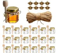 Ahhute Botes Para Miel, Botecitos Para La Miel Pegatinas, Bolsitas, Tarros Cristal Detalles Comunion, Bautizo, Boda, Regalito Para los Invitados, 20 Piezas Tarros 45ml