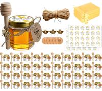 Ahhute Botes Para Miel, Botecitos Para La Miel Pegatinas, Bolsitas, Tarros Cristal Detalles Comunion, Bautizo, Boda, Regalito Para los Invitados, 40 Piezas Tarros 45ml