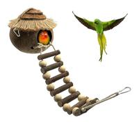 Ahhzyys 12x6CM Jaula para Pájaros De Coco con Cubierta Tejida - Cama De Pájaro De Coco Natural, Coco Nido De Periquito, Coco Casa De Los Loros para Loros, Hámster, Ardilla, Agapornis Y Pinzones