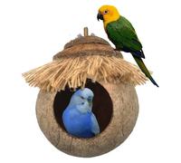 Ahhzyys 12x6CM Jaula para Pájaros De Coco con Cubierta Tejida - Cama De Pájaro De Coco Natural, Coco Nido De Periquito, Coco Casa De Los Loros para Loros, Hámster, Ardilla, Agapornis Y Pinzones