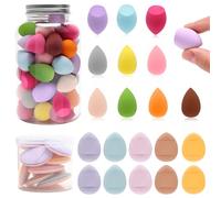 AHIER El juego de 50 mini esponjas de maquillaje incluye 40 mini licuadoras de belleza y 10 esponjas de polvo de dedo, esponjas de maquillaje pequeñas de color aleatorio, herramientas de maquillaje