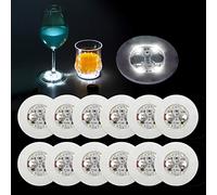 Ahier Posavasos LED, 12 Unidades, Posavasos LED para Bebidas, Posavasos de Barra LED, Fiestas, Bodas, Bar (Blanco)