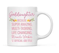 Ahijada Porque Una Hacedora De Milagros Que Cambia Vidas Increíblemente No Es Un Título Oficial Tazas De Cerámica Chic Tazas De Desayuno Duradero Taza De Café Para Cappuccino Oficina Té 330Ml