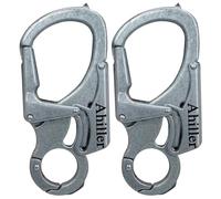 Ahiller 3" Mosquetón Llavero Compacto, Aleación Robusta con Doble Seguro - Púa de Acero de Tungsteno - Accesorio Multiusos para Senderismo, Camping, Pesca y Supervivencia (Deep Alloy-2P)