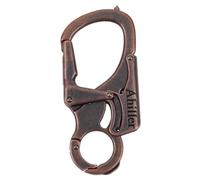 Ahiller 3" Mosquetón Llavero Compacto, Aleación Robusta con Doble Seguro - Púa de Acero de Tungsteno - Accesorio Multiusos para Senderismo, Camping, Pesca y Supervivencia (Red Brass-1P)