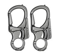 Ahiller 3" Mosquetón Llavero Compacto, Aleación Robusta con Doble Seguro - Púa de Acero de Tungsteno - Accesorio Multiusos para Senderismo, Camping, Pesca y Supervivencia (Gunmetal-2P)