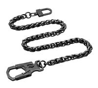 Ahiller Cadena de cartera de motociclista punk para hombres y mujeres, cadena de pantalones de acero inoxidable resistente con cierre de doble bloqueo (LJKDLL-BK-Gunmetall-1P)