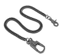 Ahiller Cadena de cartera de motociclista punk para hombres y mujeres, cadena de pantalones de acero inoxidable resistente con cierre de doble bloqueo (LJKMSL-QK-Gunmetall-1P)