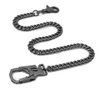 Ahiller Cadena de cartera de motociclista punk para hombres y mujeres, cadena de pantalones de acero inoxidable resistente con cierre de doble bloqueo (LJKGBL-QK-Gunmetall-1P)