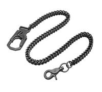 Ahiller Cadena de cartera de motociclista punk para hombres y mujeres, cadena de pantalones de acero inoxidable resistente con cierre de doble bloqueo (LJKDSFL-QK-Gunmetall-1P)