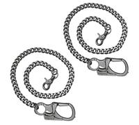 Ahiller Cadena para Cartera de Hombre, Llavero de Alta Resistencia [Mosquetón de Aleación, Cadena de Acero Inoxidable], Adecuada para Vaqueros, Billeteras, Bolsos (Gris Plomo-QK-2P)