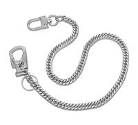 Ahiller Cadena Para Cartera y Llaves Biker, Cadena Decorativa en Acero Inoxidable para Bolsillos Pantalón Cartera Vaquera Bolso de Mano Cinturón con Pequeño Mosquetón Mecanismo de Doble Cierre(Plano)