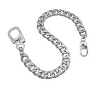 Ahiller Cadena tipo cartera y llavero con mosquetón de aleación antipérdida, doble bloqueo, diseño de metal estilo punk para hombres y mujeres, accesorios para pantalones, plata, 7 3/4