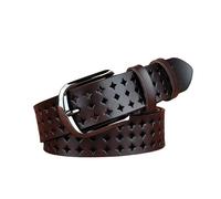 AHIOJEGX Cinturón de Remache Cinturón de cuero for mujer, cinturón, elegante hueco que combina con todo, ancho for(105CM,Coffee)